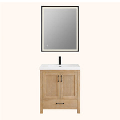 Altair Bondi 30" Single Bathroom Vanity in Light Brown with White Artificial Drop-in Sink
