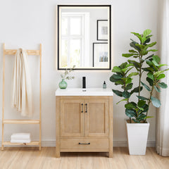 Altair Bondi 30" Single Bathroom Vanity in Light Brown with White Artificial Drop-in Sink