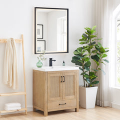 Altair Bondi 30" Single Bathroom Vanity in Light Brown with White Artificial Drop-in Sink
