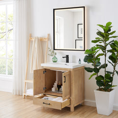 Altair Bondi 30" Single Bathroom Vanity in Light Brown with White Artificial Drop-in Sink