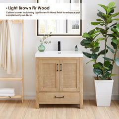 Altair Bondi 30" Single Bathroom Vanity in Light Brown with White Artificial Drop-in Sink
