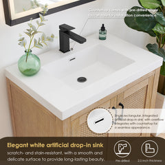 Altair Bondi 30" Single Bathroom Vanity in Light Brown with White Artificial Drop-in Sink