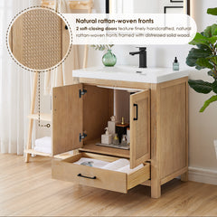 Altair Bondi 30" Single Bathroom Vanity in Light Brown with White Artificial Drop-in Sink