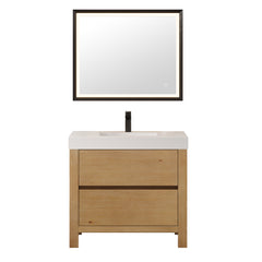 Altair Cascadia 36" Single Bathroom Vanity in Weathered Fir with White Artificial Stone Integrated Sink