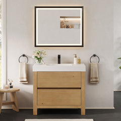 Altair Cascadia 36" Single Bathroom Vanity in Weathered Fir with White Artificial Stone Integrated Sink