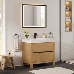 Altair Cascadia 36" Single Bathroom Vanity in Weathered Fir with White Artificial Stone Integrated Sink
