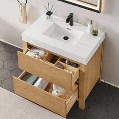Altair Cascadia 36" Single Bathroom Vanity in Weathered Fir with White Artificial Stone Integrated Sink
