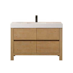 Altair Cascadia 48" Single Bathroom Vanity in Weathered Fir with White Artificial Stone Integrated Sink - Without Mirror