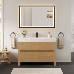 Altair Cascadia 48" Single Bathroom Vanity in Weathered Fir with White Artificial Stone Integrated Sink