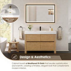 Altair Cascadia 48" Single Bathroom Vanity in Weathered Fir with White Artificial Stone Integrated Sink