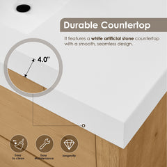 Altair Cascadia 60" Double Bathroom Vanity in Weathered Fir with White Artificial Stone Integrated Sink
