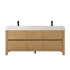Altair Cascadia 72" Double Bathroom Vanity in Weathered Fir with White Artificial Stone Integrated Sink - Without Mirror