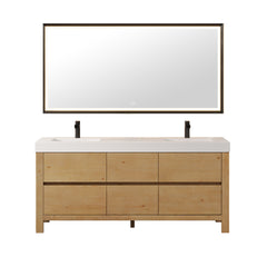Altair Cascadia 72" Double Bathroom Vanity in Weathered Fir with White Artificial Stone Integrated Sink