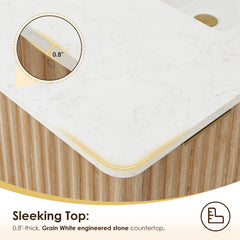 Altair Sierra 36" Single Bathroom Vanity in Washed Light Brown with Grain White Engineered Stone Countertop