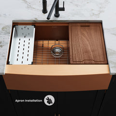Swiss Madison Tourner 33" x 22" Stainless Steel, Single Basin, Farmhouse Kitchen Workstation Sink with Apron - SM-KS28 - The Home Selection