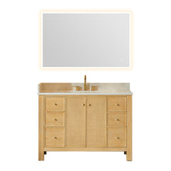 Altair Cedar 48" Single Bathroom Vanity in Natural Wood with Grain White Engineered Stone Countertop