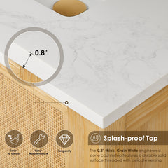Altair Cedar 72" Double Bathroom Vanity in Natural Wood with Grain White Engineered Stone Countertop