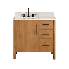 Altair Velora 36" Single Bathroom Vanity in Mango Brown with Grain White Engineered Stone Countertop - Without Mirror