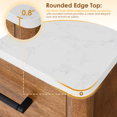 Altair Velora 36" Single Bathroom Vanity in Mango Brown with Grain White Engineered Stone Countertop