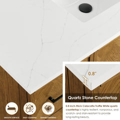 Altair Clara 72" Double Bathroom Vanity in Weathered Brown with Calacatta Truffle White Quartz Countertop No Mirror
