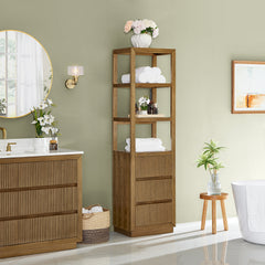 Altair Navan 20" Freestanding Linen Cabinet in Weathered Brown