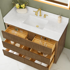 Altair Navan 48" Single Bathroom Vanity in Weathered Brown with Grain White Engineered Stone Countertop No Mirror