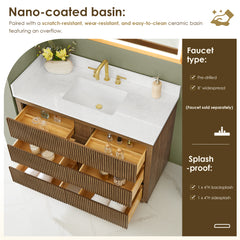 Altair Navan 48" Single Bathroom Vanity in Weathered Brown with Grain White Engineered Stone Countertop No Mirror