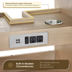 Altair Barnett 48" Single Bathroom Vanity in Natural Oak with Grain White Engineered Stone Countertop No Mirror