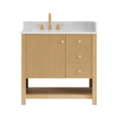 Altair Cecil 36" Single Bathroom Vanity in White Oak with Grain White Engineered Stone Countertop No Mirror