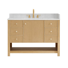 Altair Cecil 48" Single Bathroom Vanity in White Oak with Grain White Engineered Stone Countertop No Mirror