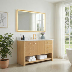 Altair Cecil 48" Single Bathroom Vanity in White Oak with Grain White Engineered Stone Countertop No Mirror