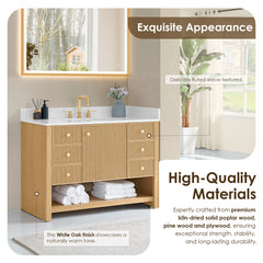 Altair Cecil 48" Single Bathroom Vanity in White Oak with Grain White Engineered Stone Countertop No Mirror