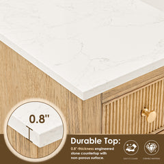 Altair Cecil 48" Single Bathroom Vanity in White Oak with Grain White Engineered Stone Countertop No Mirror