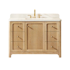 Altair Milner 48" Single Bathroom Vanity in Brushed Oak with Grain White Engineered Stone Countertop without Mirror