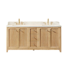 Altair Milner 72" Double Bathroom Vanity in Brushed Oak with Grain White Engineered Stone Countertop without Mirror