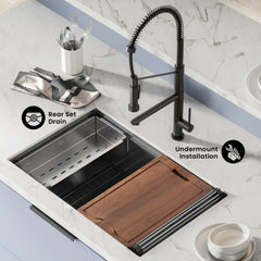 Swiss Madison Tourner 30" x 19" Stainless Steel, Single Basin, Undermount Kitchen Workstation Sink- SM-KU800 - The Home Selection
