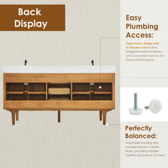 Altair Orasia 72" Double Bathroom Vanity in Mango Brown with Calacatta Mist White Quartz Countertop without Mirror - 595072-MB-CMQ-NM