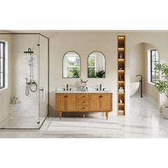 Altair Orasia 72" Double Bathroom Vanity in Mango Brown with Calacatta Mist White Quartz Countertop without Mirror - 595072-MB-CMQ-NM
