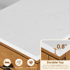 Altair Orasia 72" Double Bathroom Vanity in Mango Brown with Calacatta Mist White Quartz Countertop without Mirror - 595072-MB-CMQ-NM
