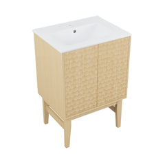 Swiss Madison Bosse 24" Freestanding Bathroom Vanity in Natural Oak with Sink Top - SM-BV8801NO