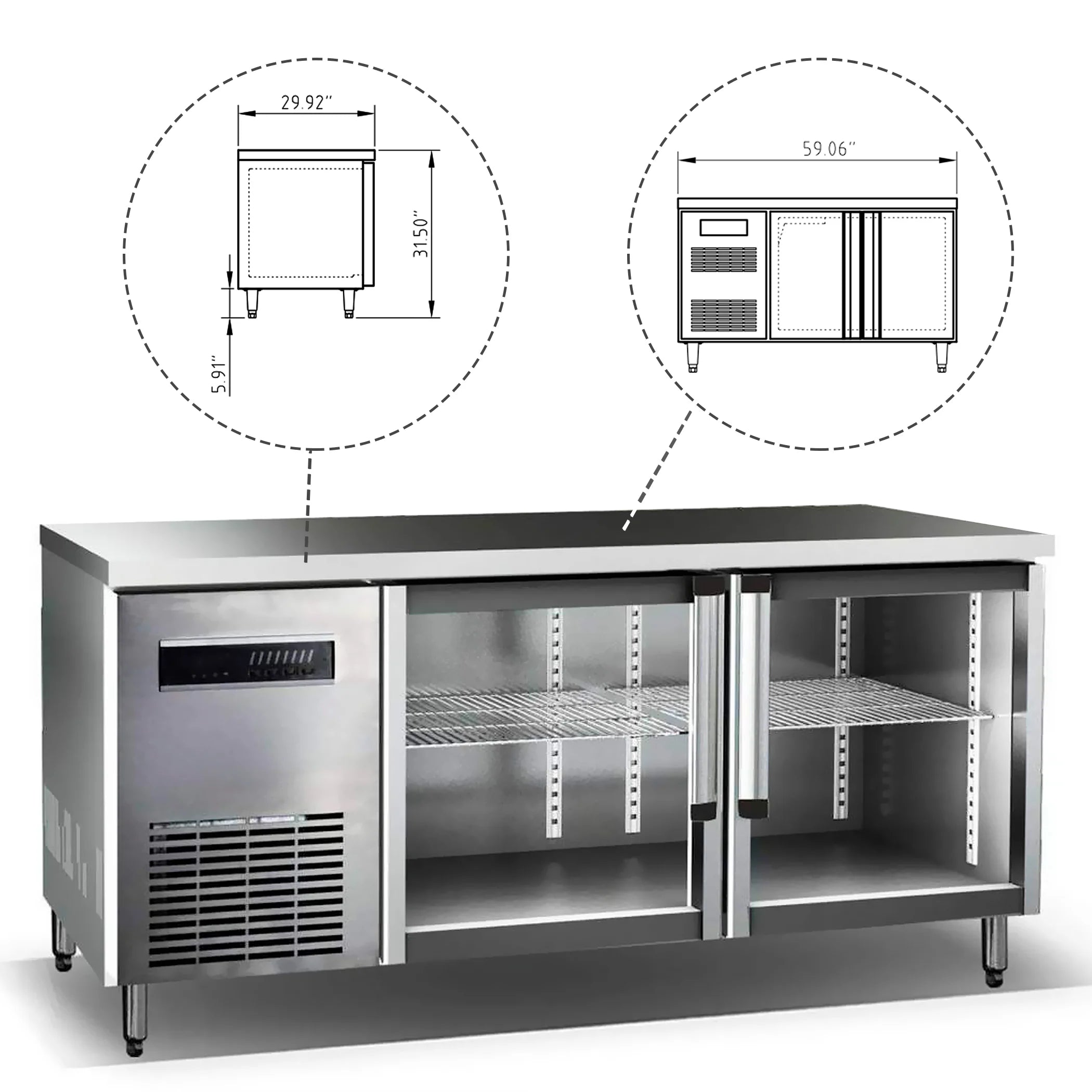 KingsBottle 59" Double Glass Back Bar Cooler for Multiple Bottles-On Sale - KBU380SS