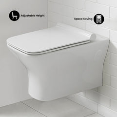 Swiss Madison Carre Wall-Hung Toilet Bundle 0.8/1.6 GPF Dual Flush in Glossy White - The Home Selection
