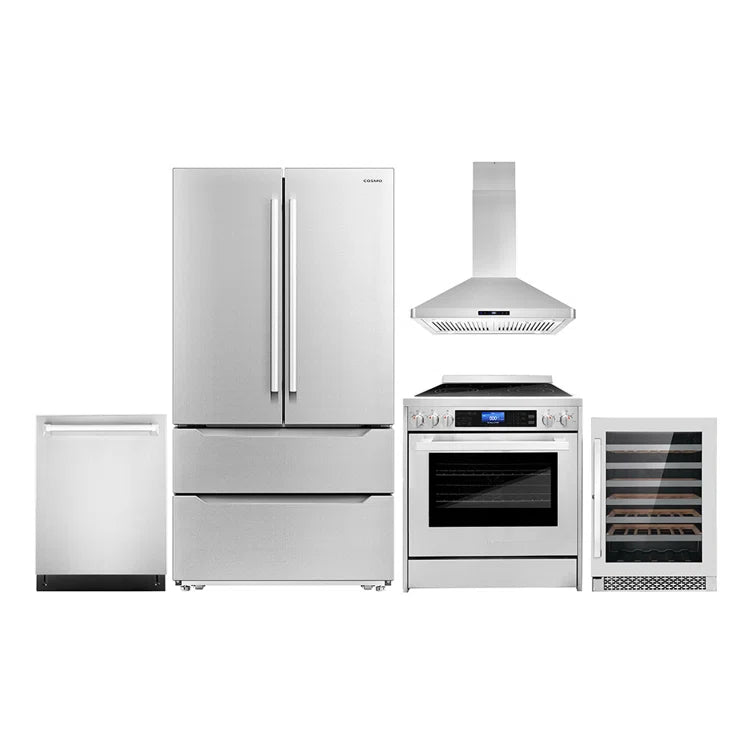 Cosmo 5PC Kitchen Package with 30″ Freestanding Electric Range & 30″ Island Range Hood - COS-5PKG-142
