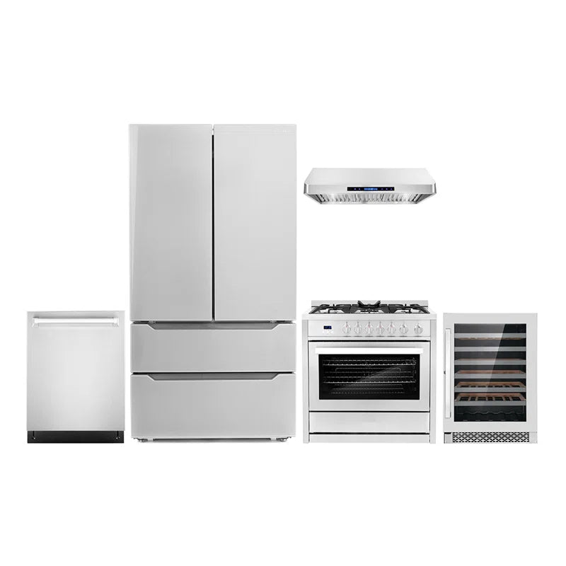 Cosmo 5-Piece Kitchen, 36″ Gas Range and 36″ Under Cabinet Range Hood - COS-5PKG-013