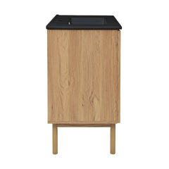 Swiss Madison Classe 30" Freestanding Bathroom Vanity in Golden Oak with Black Sink Top - SM-BV664MB