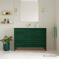 Swiss Madison Cascade 48" Freestanding Bathroom Vanity in Green Oak with Sink Top - SM-BV557GA