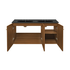 Swiss Madison Classe 48" Wall-Mounted Bathroom Vanity with Black 3-Hole Widespread Double Basin Sink Top - SM-BV2807