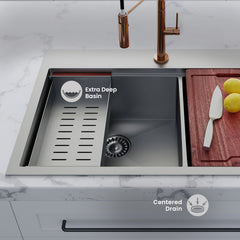 Swiss Madison Ravi Dual Basin 33 x 22 Topmount Kitchen Workstation Sink - SM-KT778 - The Home Selection