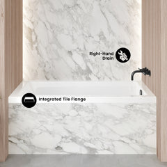 Swiss Madison Voltaire 54 in x 30 in Acrylic Glossy White, Alcove, Integral Right-Hand Drain, Bathtub - SM-AB563 - The Home Selection