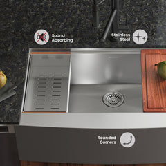 Swiss Madison Rivage 33 x 22 Single Basin Apron Kitchen Workstation Sink - SM-KS780 - The Home Selection